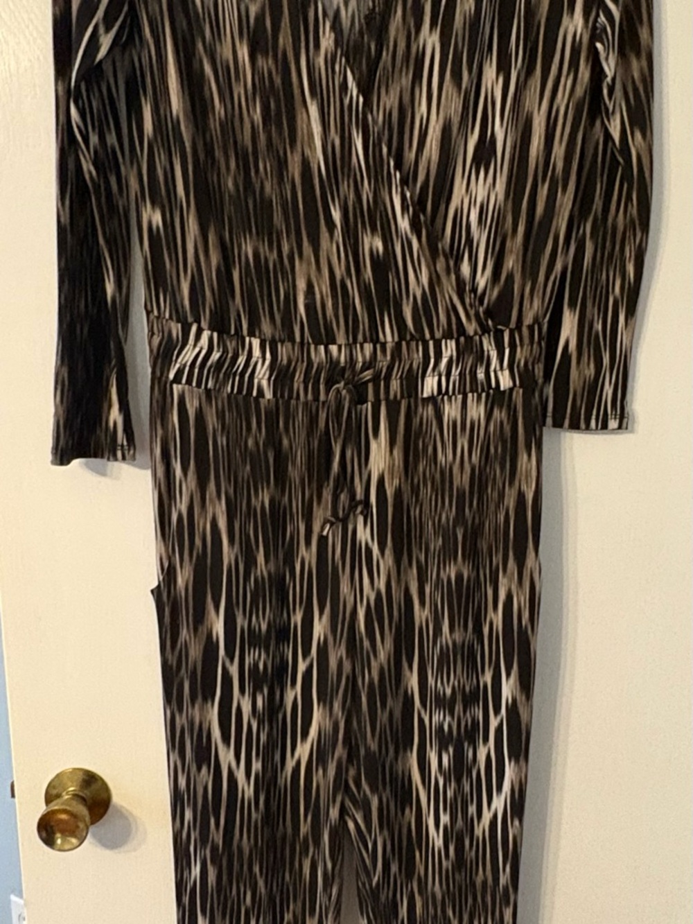 Neutral Animal Print Jumpsuit with Drawstring Waist
